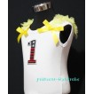 1st Patriotic Print Birthday number White Tank Top with Yellow Ribbon and Ruffles TW04 