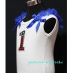 1st Patriotic Print Birthday number White Tank Top with Royal Blue Ribbon and Ruffles TW05 