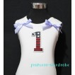 1st Patriotic Print Birthday number White Tank Top with Light Purple Ribbon and Ruffles TW08 