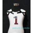 1st Patriotic Print Birthday number White Tank Top with Black Ribbon and Ruffles TW12 