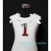 1st Patriotic Print Birthday number White Tank Top with White Ribbon and Ruffles TW13 
