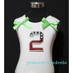 2nd Patriotic Print Birthday number White Tank Top with Light Green Ribbon and Ruffles TW21 