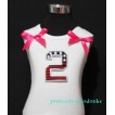 2nd Patriotic Print Birthday number White Tank Top with Hot Pink Ribbon and Ruffles TW24 