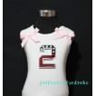 2nd Patriotic Print Birthday number White Tank Top with Light Pink Ribbon and Ruffles TW25 