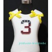 3rd Patriotic Print Birthday number White Tank Top with Yellow Ribbon and Ruffles TW32 