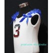 3rd Patriotic Print Birthday number White Tank Top with Royal Blue Ribbon and Ruffles TW33 