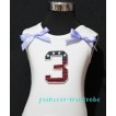 3rd Patriotic Print Birthday number White Tank Top with Light Purple and Ruffles TW36 