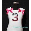 3rd Patriotic Print Birthday number White Tank Top with Hot Pink and Ruffles TW38 