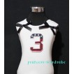 3rd Patriotic Print Birthday number White Tank Top with Black Ribbon and Ruffles TW40 