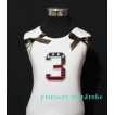 3rd Patriotic Print Birthday number White Tank Top with Brown Ribbon and Ruffles TW42 
