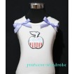 Patriotic Print Apple White Tank Top with Light Purple Ribbon and Ruffles TW50 