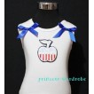 Patriotic Print Apple White Tank Top with Royal Blue Ribbon and Ruffles TW47 