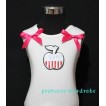 Patriotic Print Apple White Tank Top with Hot Pink Ribbon and Ruffles TW52 