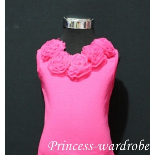 Hot pink Tank Tops with hot Pink Rosettes tr09 