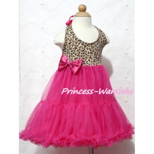 Leopard Print with Hot Pink ONE-PIECE Petti Dress with Bow LP04 
