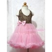 Leopard Print with Light Pink ONE-PIECE Petti Dress with Bow LP05 