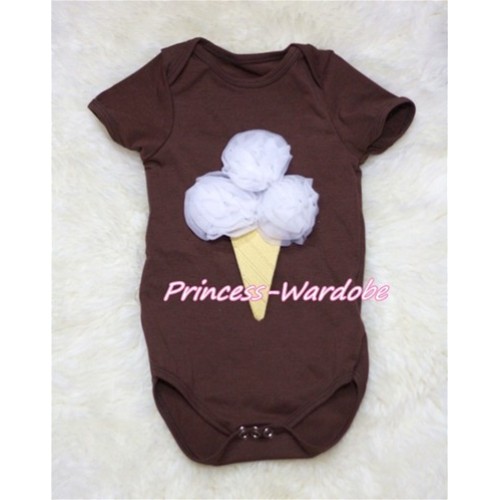 Brown Baby Jumpsuit with White Ice Cream TH137 