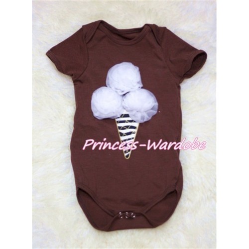Brown Baby Jumpsuit with White Zebra Ice Cream TH134 