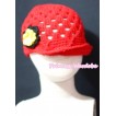Sweety Style Big Sunshine Flower Hot Pink Crochet Beanie Hat HA51 