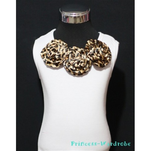 White Tank Top with Leopard Rosettles T68 
