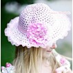 Light Pink Sparkle Sequin Summer Beach Straw Hat With Light Pink Peony H644 