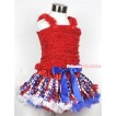 Red White Royal Blue Striped Stars Pettiskirt with Red Ruffles Tank Top MR230 