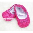 Baby Hot Pink Rosettes Crib Shoes S119 