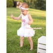 White Baby Halter Jumpsuit White Pettiskirt With Sparkle Light Pink Rose Minnie Print With White Headband Light Pink Rose Fusion Satin Bow JS1116 