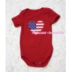 Hot Red Baby Jumpsuit with American Heart Print TH113 