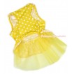 Yellow White Polka Dots Ruffles Yellow Gauze Pet Dress DC002 