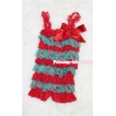 Xmas Red Green Layer Chiffon Romper with Red Bow & Red Straps LR81 