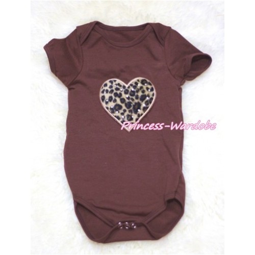 Brown Baby Jumpsuit with Leopard Heart TH146 