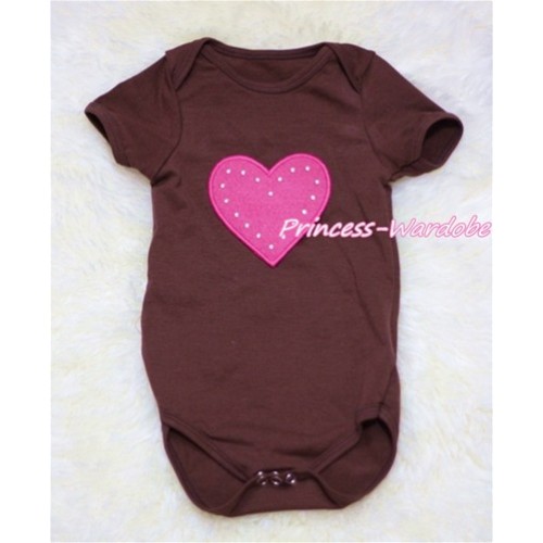 Brown Baby Jumpsuit with Hot Pink Heart TH150 