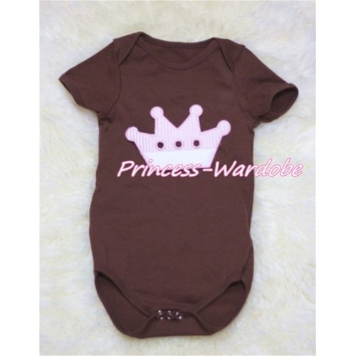 Brown Baby Jumpsuit with Crown Print  TH153 