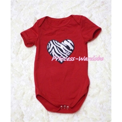 Hot Red Baby Jumpsuit with Zebra Heart Print TH128 