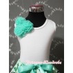 White Tank Top with Bunch of Aqua Blue Roses and Aqua Blue Bow TB90 