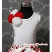 White Tank Top with Bunch of Red White Rosettes and White Bow TB91 