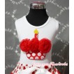 Red Rosettes Minnie Dot Birthday Cake White Tank Top with Red Ruffles and White Bow T354 