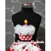 White Rosettes Red White Polka & Minnie Dot Birthday Cake Black Tank Top with Red Ruffles and White Bow T355 