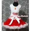 Red White Polka Dots Waist Pettiskirt With White Rosettes Minnie Dots Birthday Cake White Tank Top and Red Ruffles& White Bow SC083 