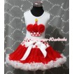 Red White Polka Dots Waist Pettiskirt With Red Rosettes Minnie Dots Birthday Cake White Tank Top and Red Ruffles& White Bow SC084 