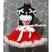 Red White Polka Dots Waist Red White Pettiskirt With White Rosettes Minnie Dots Birthday Cake Black Tank Top and Red Ruffles White Bows MW91 