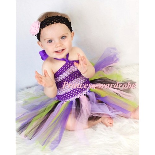Mixed Purples Crochet Tube Top with Matched Knotted Tulle Tutu HT12 