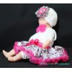 White Baby Pettitop & Hot Pink Rosettes with Hot Pink Purple Leopard Baby Pettiskirt NG35 