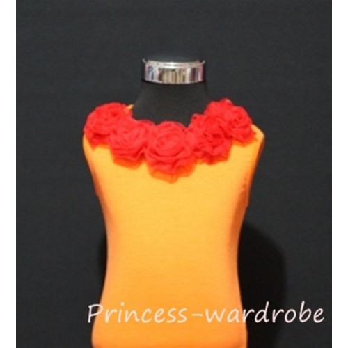 Orange Tank Tops with Red Rosettes TN01 