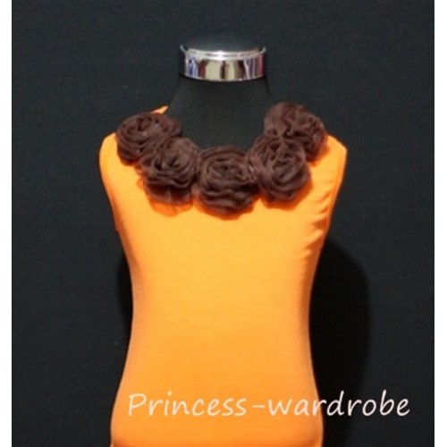 Orange Tank Tops with Brown Rosettes TN11 