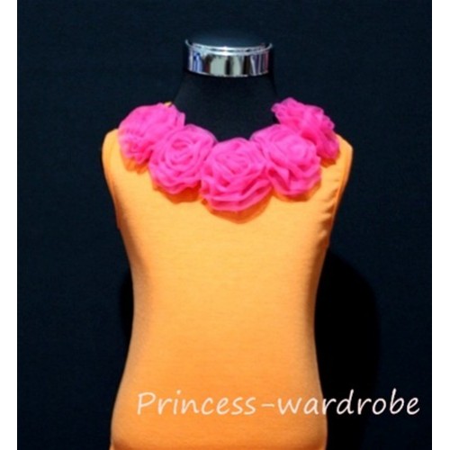 Orange Tank Tops with Hot Pink Rosettes TN12 