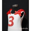 3rd Red White Polka Dots Print Birthday number White Tank Top with Red Ribbon and ruffles TM06 