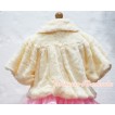Cream Yellow Soft Fur with Pearl Bead Shawl Coat SH18 