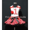 White Tank Top & 1st Birthday Red White Polka Dots Print number & Red Rosettes Cupcake & Red Ruffles Red Ribbon with Minnie Red White Polka Dots Pettiskirt MM08 